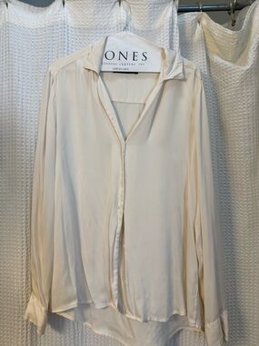 Silk Cream Button Down Blouse